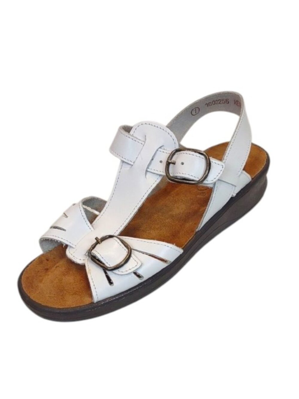 Dr. Scholl's Kendra White Leather Two Adj Buckle Straps Slingback T-Strap Sandal